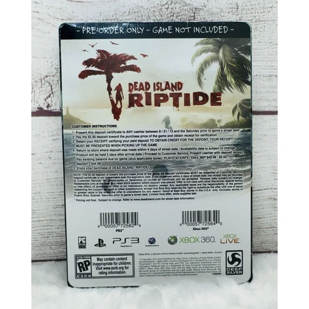 Dead Island Riptide Steelbook CASE ONLY 2013 Pre Order Promo Deep Silver NEW